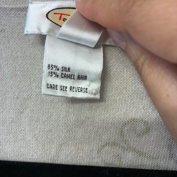 Talbots Vintage Silk Camel Hair blend Cardigan Purple Floral Grandmacore S - Picture 5 of 5